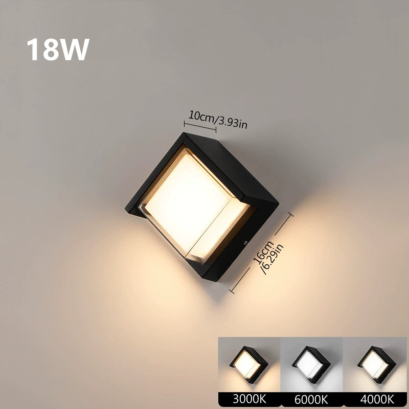 Diamond Angle Waterproof LED Wall Light – 18W | 3000K / 4000K / 6000K | Black Housing | Up & Down Outdoor Wall Sconce for Porch, Garden, Balcony & Indoor Decoration | Aluminum Housing | IP65 | 2-Pack