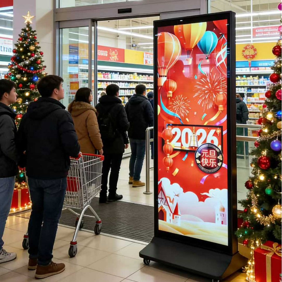 75'' Full Screen Floor Standing LCD Digital Signage Display – Non-touch / IR Touch / Capacitive Touch 4K Android Advertising Screen