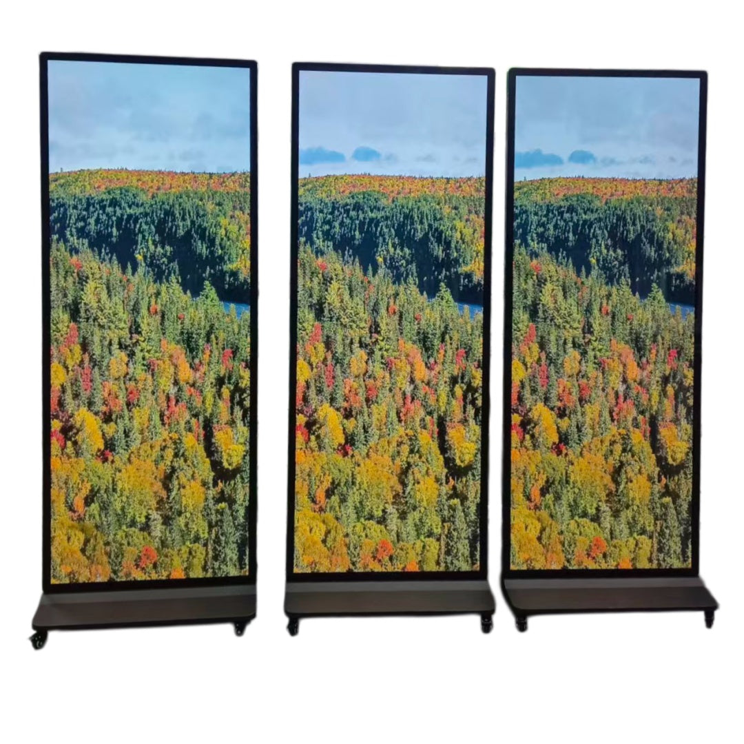 Lecteur publicitaire LCD simple face d'intérieur 65'' avec base roulante | Android RK3568 2 Go + 16 Go | Non tactile / Infrarouge / Tactile capacitif | CMS préinstallé