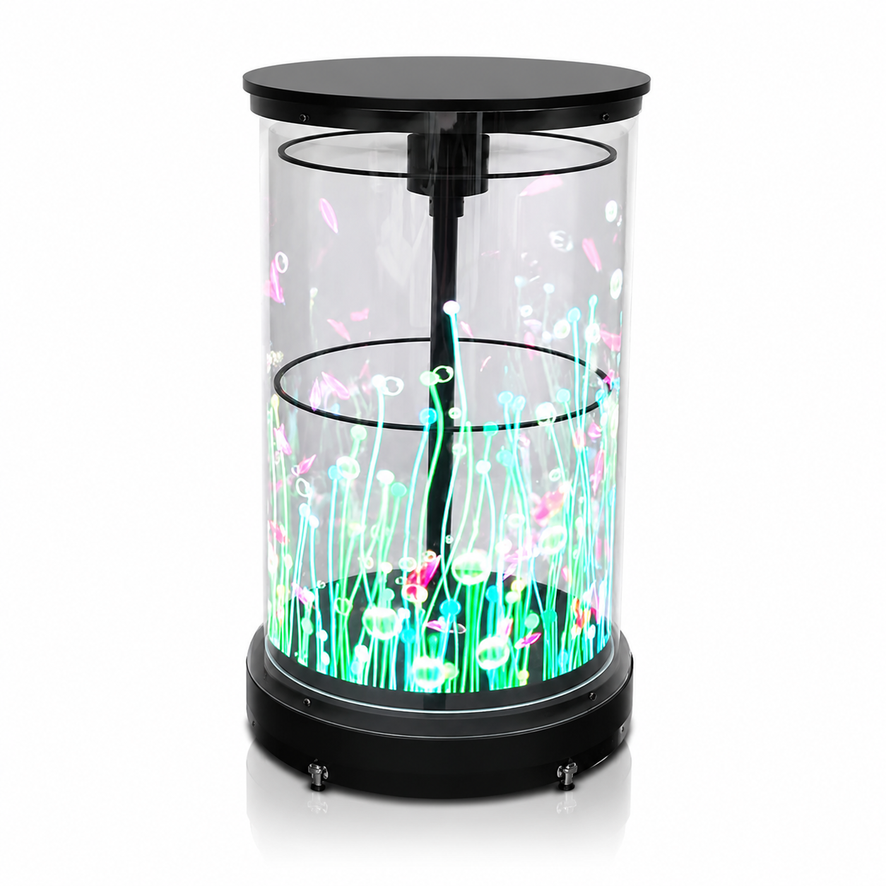CYL-CL Series 50cm (19.7 inch) Medium Size | 3D Hologram Fan LED Display | Cylinder Fan Cloud Control (AS) | Commercial Hologram Fan | Fan with Transparent Cylindrical Protective Cover | 4 Blades, Mobile Base Included, Power Adapter Included