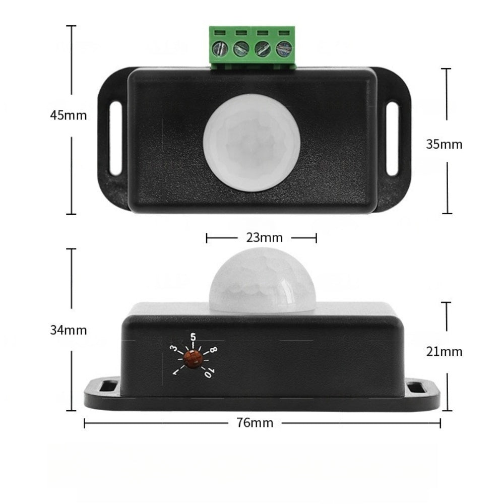 Einfarbiger LED-Streifen-Bewegungssensorschalter – DC12V-24V 6A | PIR-Infrarot-Bewegungsmelder-Controller | Für LED-Streifen