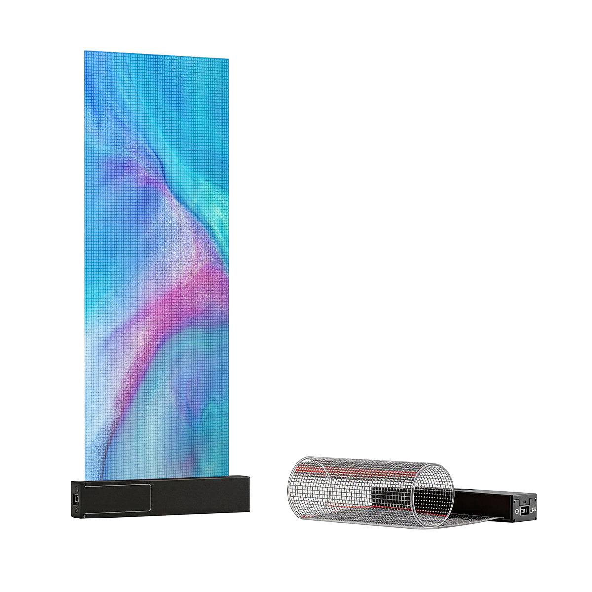 Film adhésif LED transparent P10 – 240 × 600 mm (9,45 × 23,62 po) | 1 500 nits | Écran autocollant en verre haute transparence pour vitrines et façades | Plug & Play