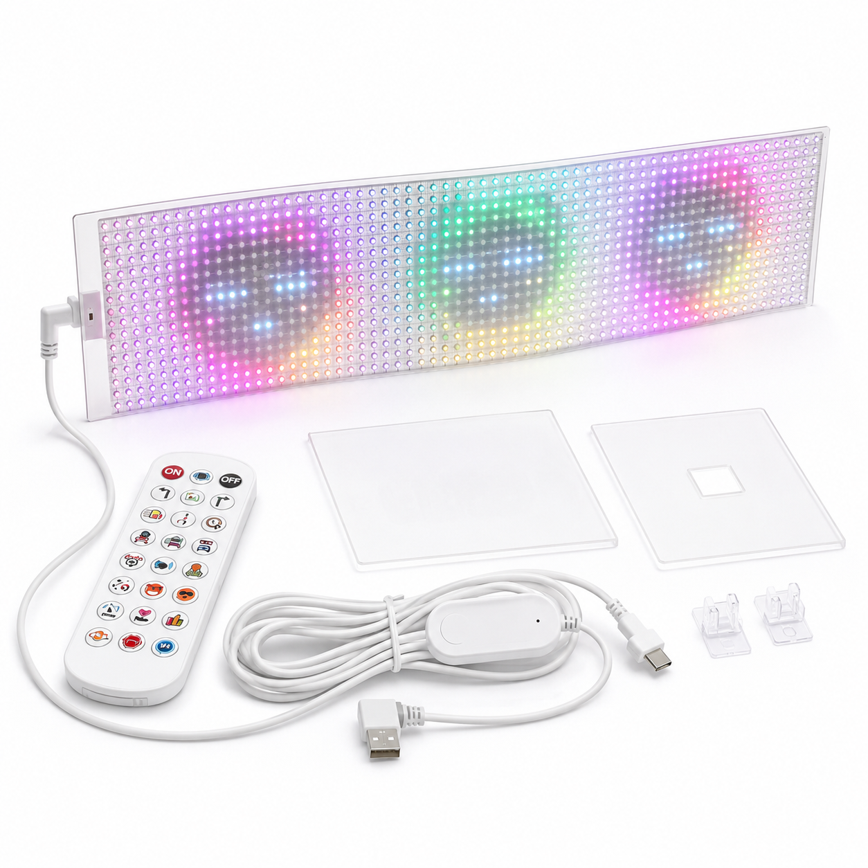 Transparent Flexible LED Matrix Panel – 64x16 RGB Pixel Smart Programmable LED Scrolling Sign LED Display for Car Rear Window & Store Glass