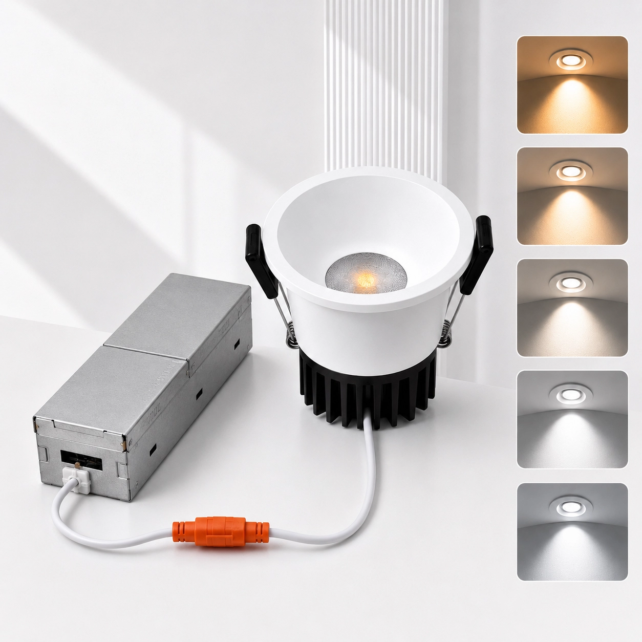 Plafonnier LED 3 W/5 W/7 W/9 W antireflet et antibuée à intensité variable, IRC 80, concave profond, série DFX