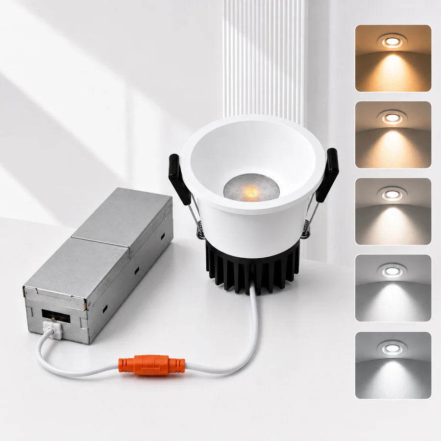 Lot de 4 plafonniers LED à intensité variable, 3 pouces, finition noire, 5 W (équivalent halogène 40 W), CRI80