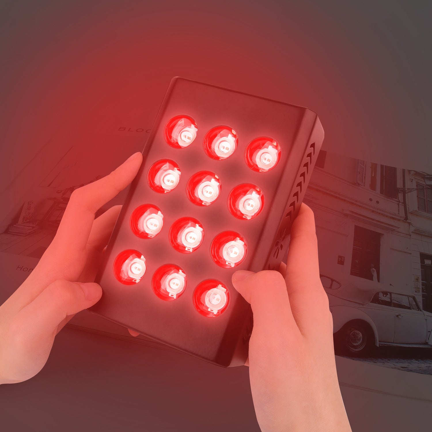 MINI60 Rechargeable Red & Near Infrared Therapy Light – Dual Chip | 12 LEDs | Portable Handheld Design | 5V 2A USB Powered | Black / White | Red Light Therapy for Skin Care & Muscle Relief