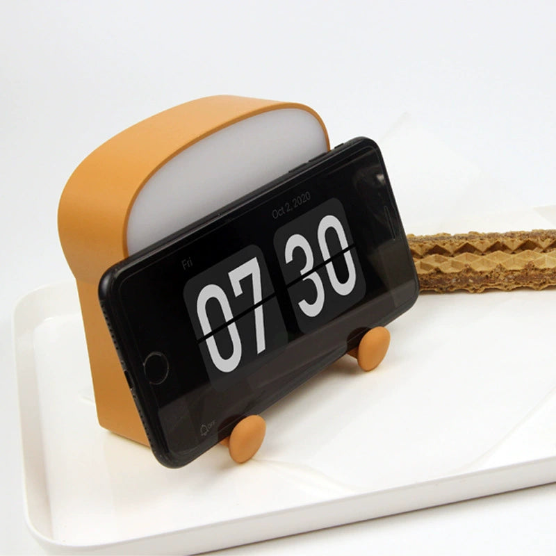 Meme Toast Bread LED Night Light – Rechargeable Bedside Nursery Lamp with Phone Stand