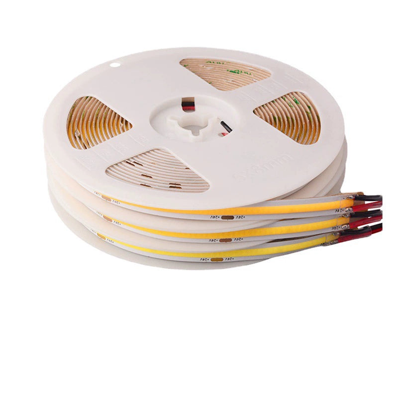 8MM Wide CRI90 COB Flexible LED Strip Light - 12V / 24V | 320 / 480 LEDs/M | 3000K / 4000K / 6500K | 8mm PCB | CRI 90+ | Dot-Free Continuous Lighting | Non-Waterproof | for Cabinets,Kitchen Office Lighting | 5/50M