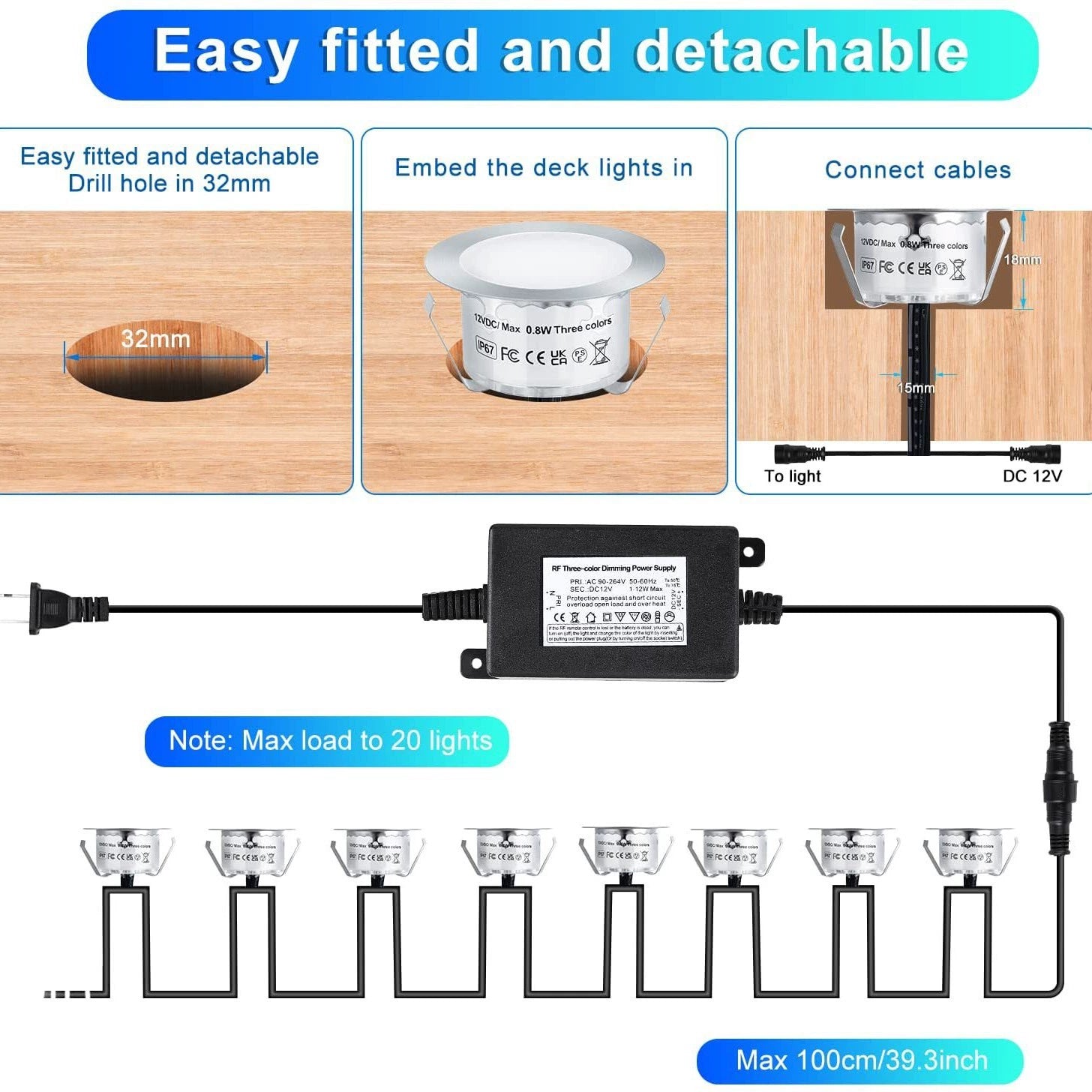 Lot de 8 lampes LED d'extérieur étanches, 1 W, IP67, DC12-24 V, antireflet, à intensité variable, pour jardin et villa, livraison gratuite