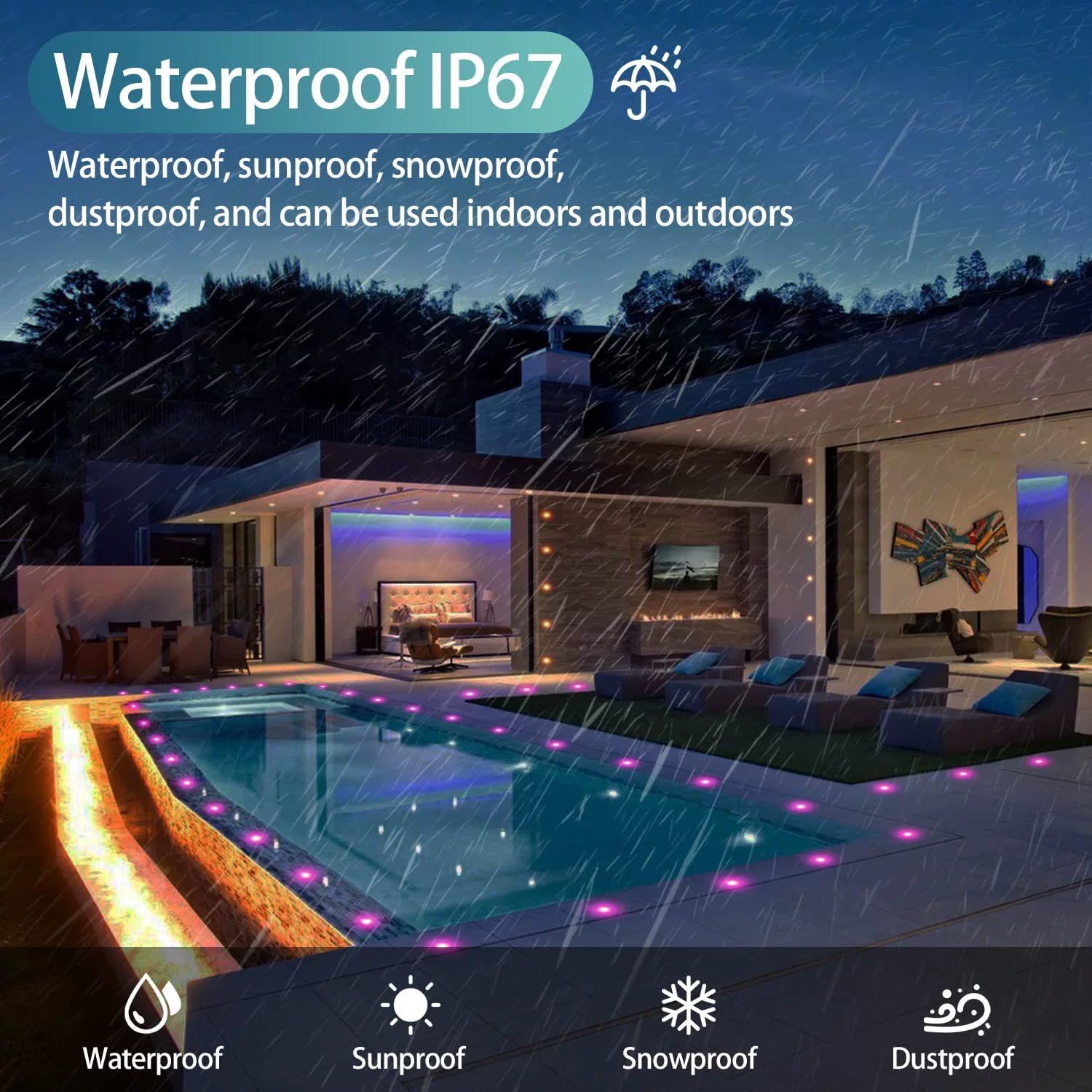 10-Pack RGB Recessed LED Deck Lights – Remote Control | AC100–265V Input with Power Adapter | US / EU / UK / AU Plug Options | IP67 Waterproof Inground Step Lights Kit for Deck, Garden, Yard, Stairs & Pathway Lighting