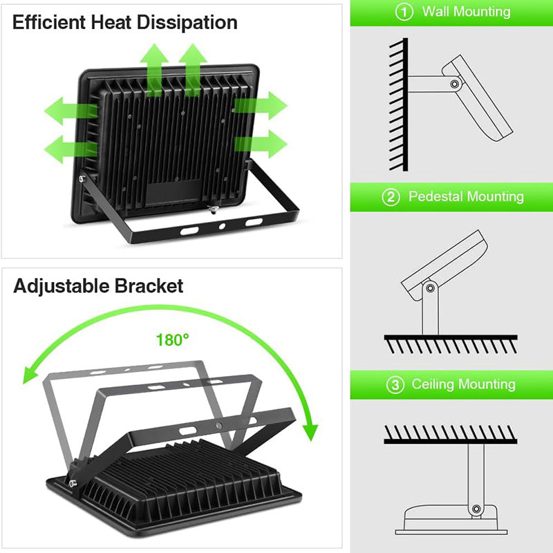 FL-IC Series SPI WS2811 RGBIC Addressable LED Flood Light – 10W - 50W | 24V DC | IP66 Waterproof Outdoor Landscape Light with Aluminum Housing & Tempered Glass | For Stage, Wall Wash & Architectural Lighting | Hardwired Connection (No Plug) | 2 / 10-Pack