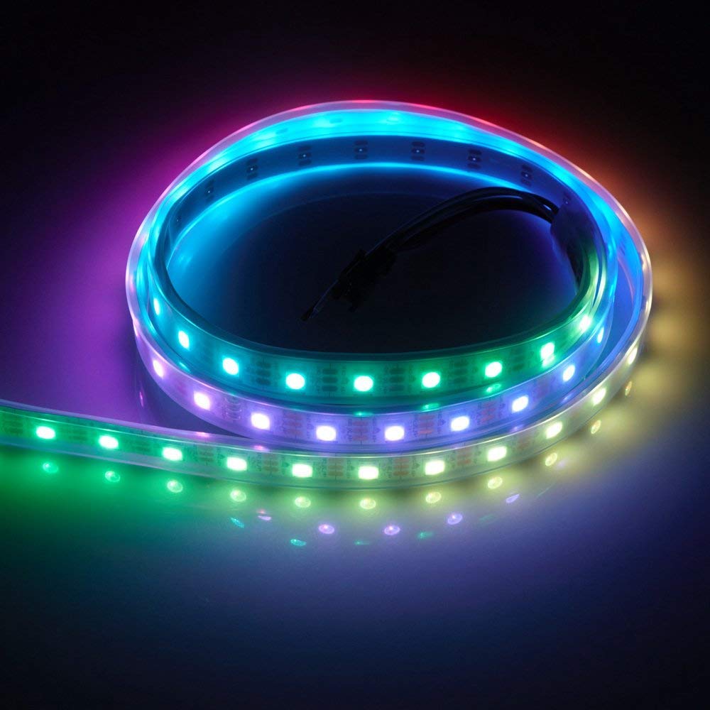 DC5V WS2812b RGBIC LED Strip Light - 10mm PCB | SMD5050 Individually Addressable | 30 / 60 / 96LEDs/M | White PCB | IP00 / IP65 / IP67 | Flowing Multicolor LED Strip for Party, Decoration, Home DIY Lighting Projects | 5/50M