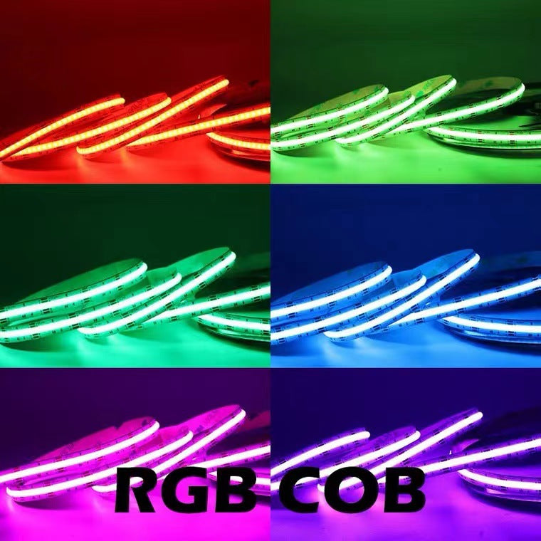 Bande LED multicolore FCOB 5 m, 576 LED/m, 14 W/m, 12 V, sans points, RVB