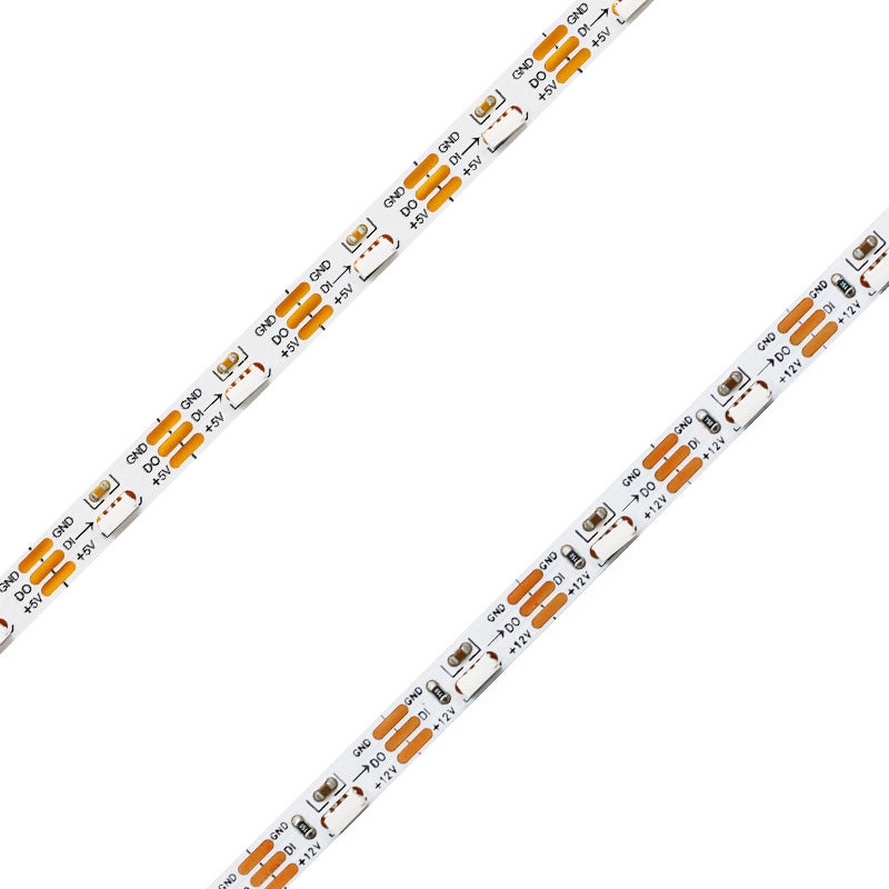 WS2812 Side Emitting RGBIC LED Strip Light - DC5V / 12V | 5mm PCB | SMD4040 Individually Addressable | 60 LEDs/M | White PCB | Non-Waterproof | Flowing Multicolor LED Strip for Party, Decoration, Home DIY Lighting Projects | 5/50M