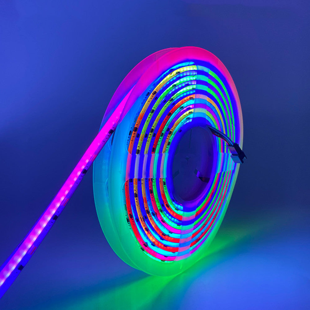 RGBIC Addressable COB Flexible LED Strip Light - 12V / 24V | 576 / 720 LEDs/m | Dream Color SP | 10mm PCB | Dot-Free Continuous Lighting | Non-Waterproof | for Cabinets, Kitchen & Office Lighting | 5/50M