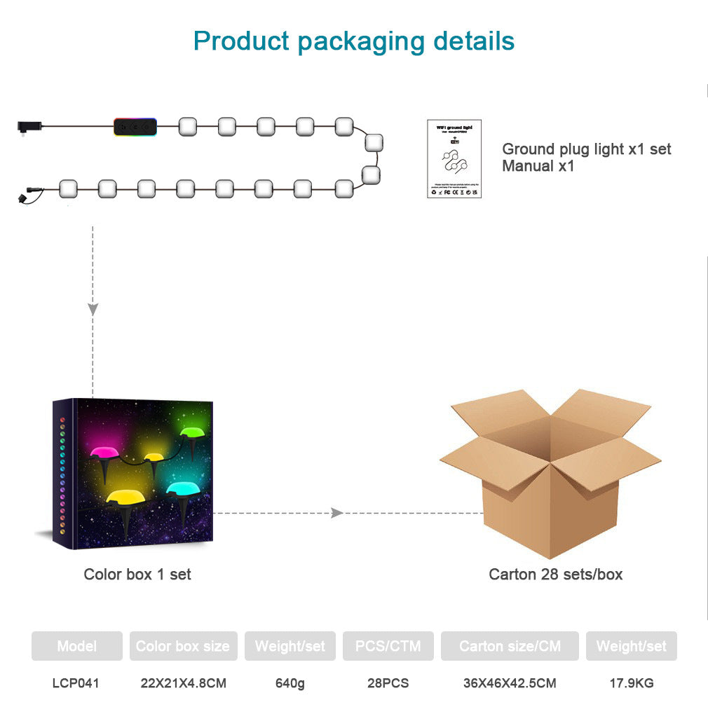 Outdoor Ground Lights 15 Bulbs 32.8FT Smart RGB+IC Pathway Lights, APP Controlled Waterproof RGB Landscape Lighting Work with Alexa