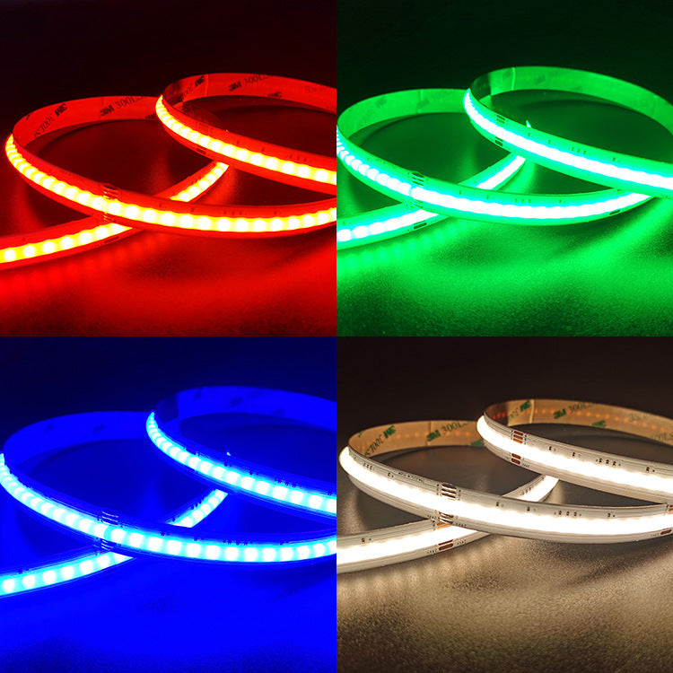 Bande LED multicolore FCOB 5 m, 840 LED/m, 14 W/m, 24 V, sans points, RVB
