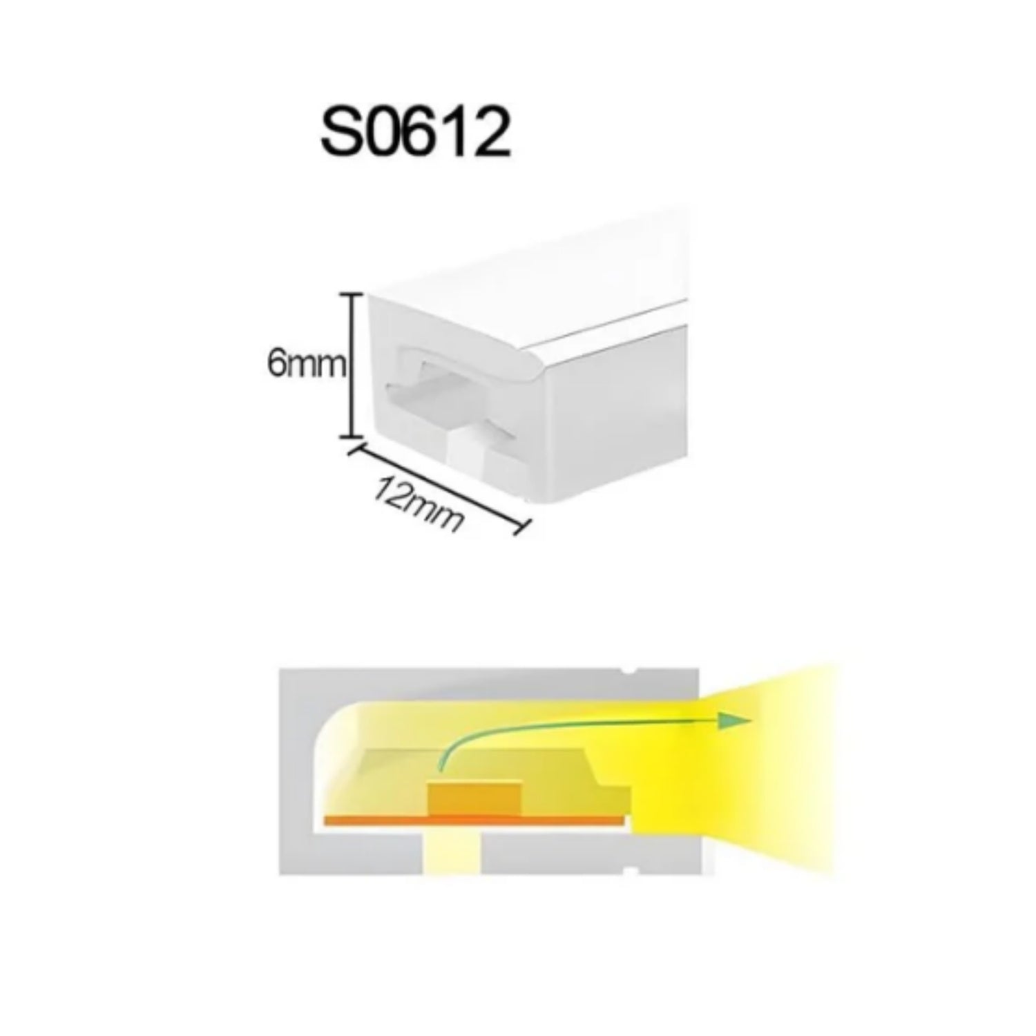 Neon Light Housing – S0612 Side Edge Lighting | 6x12mm Silicone LED Channel System | IP67 Waterproof | 8mm PCB Width | 164FT/50M
