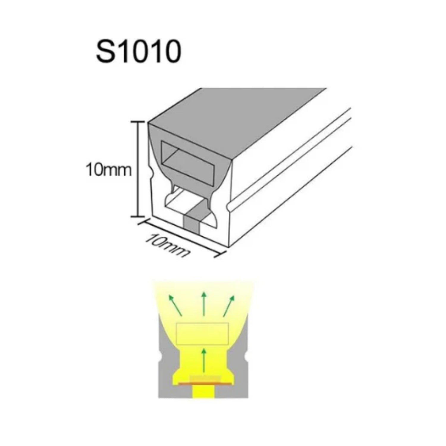 Neon Light Housing – S1010 | 10x10mm Silicone LED Channel System | IP67 Waterproof | 6mm PCB Width | 164FT/50M