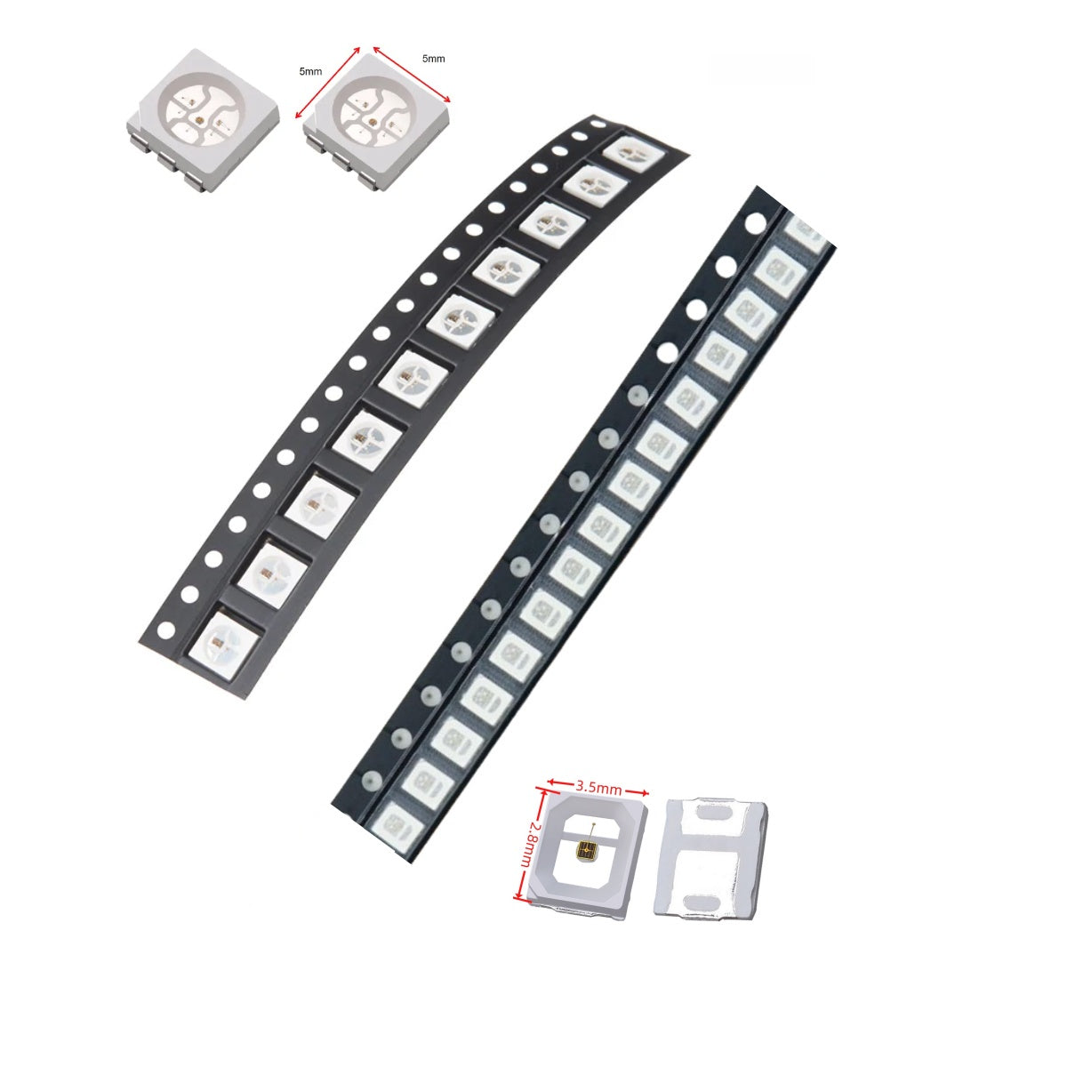 Pack d'échantillons de LED infrarouges – 850 nm / 940 nm | 0,2 W et 0,5 W | SMD2835 / SMD5050 | 4 modèles × 100 pièces pour prototypage et évaluation