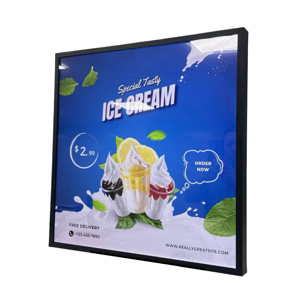SQ-Serie 26,5 Zoll (476 × 476 mm sichtbar) quadratische LCD-Digitalanzeige, Cloud-/APP-/USB-Disk-Wiedergabe