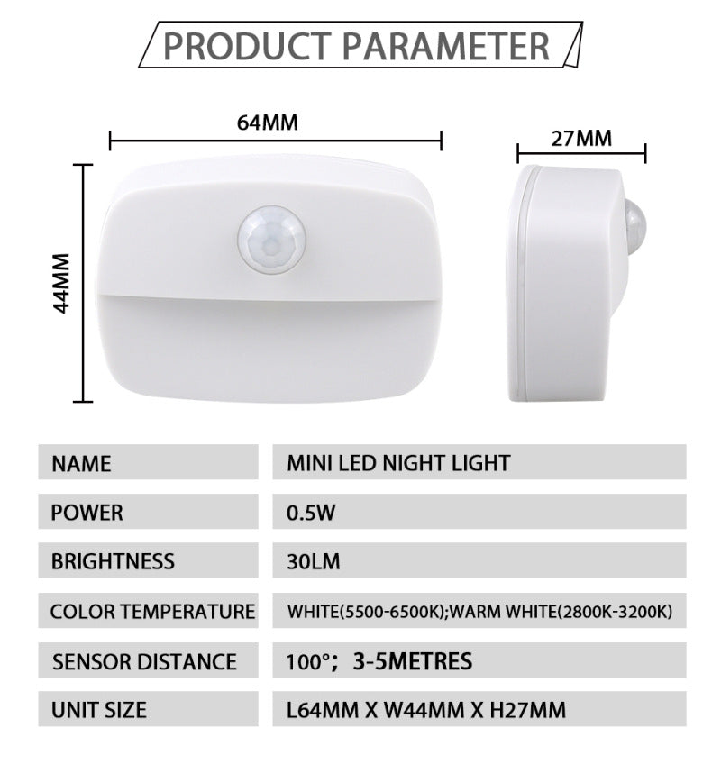 PIR Motion Sensor LED Night Light – Battery Operated Stick-On Under Cabinet Light | Warm White / Daylight White | for Stairway, Kitchen & Hallway (Battery Not Included) | 4 / 10-Pack
