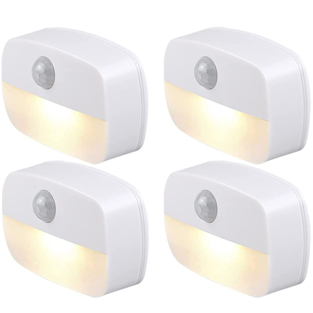 PIR Motion Sensor LED Night Light – Battery Operated Stick-On Under Cabinet Light | Warm White / Daylight White | for Stairway, Kitchen & Hallway (Battery Not Included) | 4 / 10-Pack