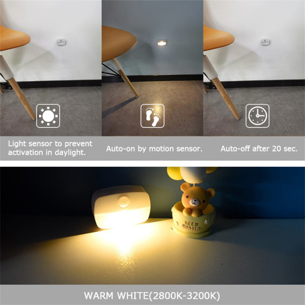 4er-Pack PIR-Bewegungssensor-LED-Nachtlicht, bewegungsaktiviertes Unterschranklicht, batteriebetrieben, überall aufklebbar, bewegungsaktiviert für Küchentreppe (Batterie nicht im Lieferumfang enthalten)