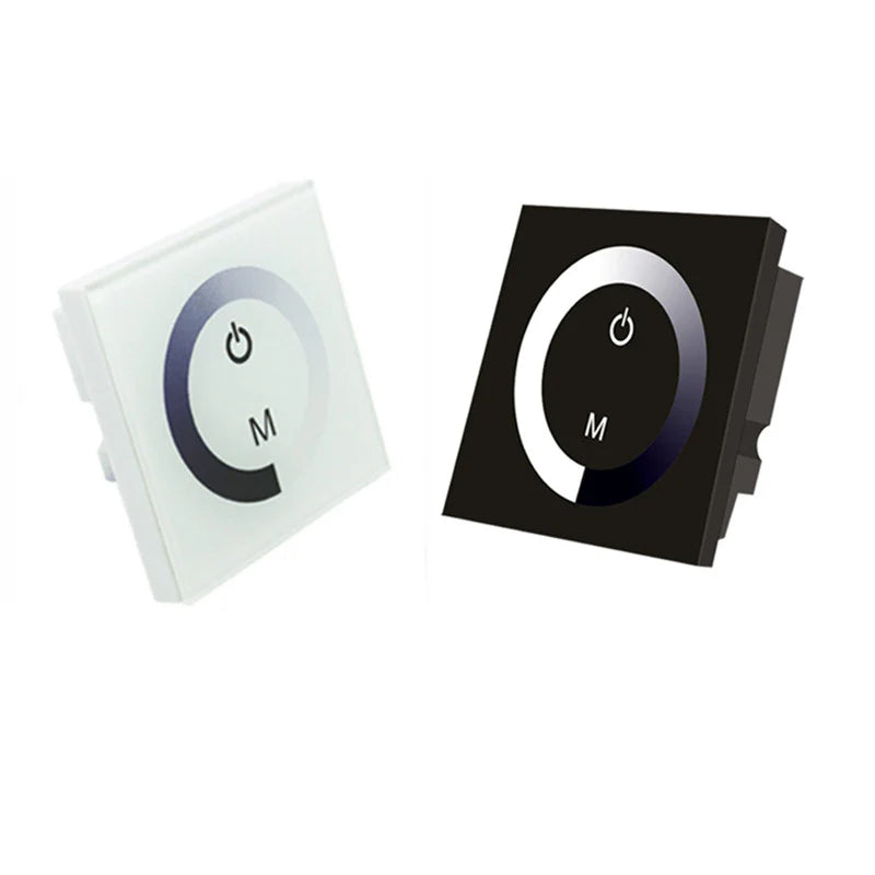 Panneau mural à variateur tactile pour bande LED monochrome – 12 V-24 V CC | Contrôleur de variateur tactile à anneau de couleur TM06 | Pour bandes LED
