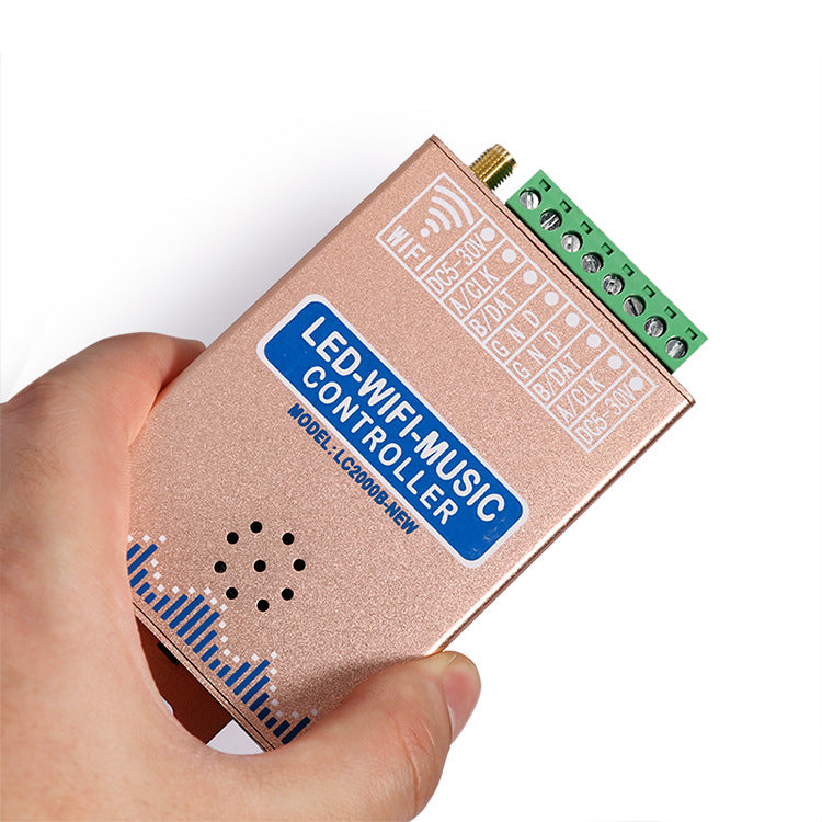 WiFi Music Pixel SPI LED Controller – DC12V-24V | Android APP + Sound Control | Aluminum Housing | For Addressable RGB/RGBW LED Strips