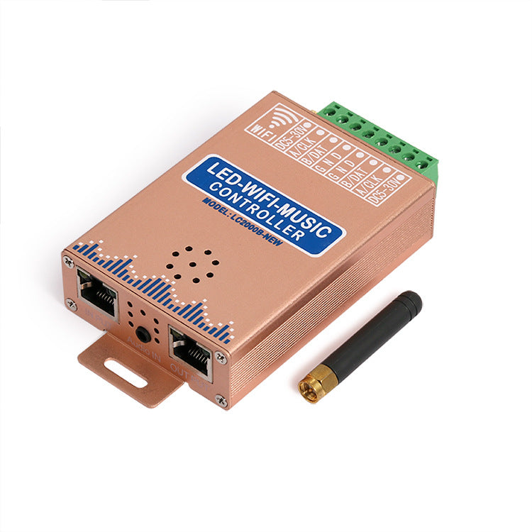 WiFi Music Pixel SPI LED Controller – DC12V-24V | Android APP + Sound Control | Aluminum Housing | For Addressable RGB/RGBW LED Strips