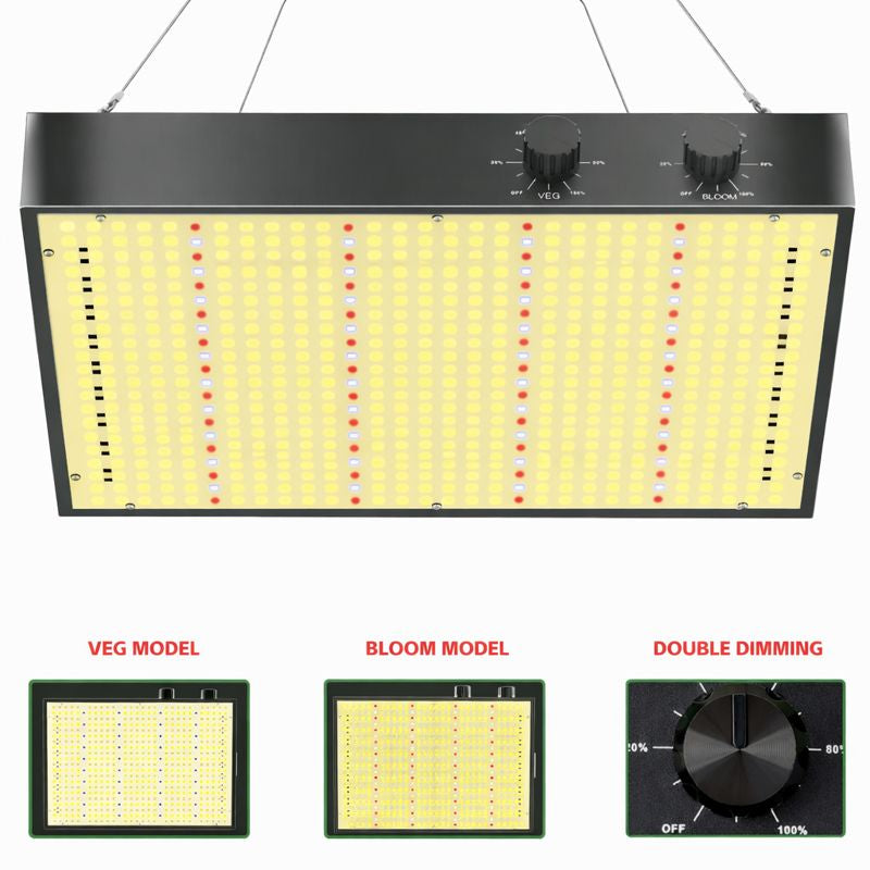 GP-PRO Series Professional Full Spectrum LED Grow Light - 100W / 150W / 200W | 3.5×3FT – 6×5FT Coverage | VEG & BLOOM Dual Control | 0 – 10V Dimming | AC110 – 220V | for Daisy Chain | Silent Fan | Hanging Rope | US / EU / UK / AU Plug