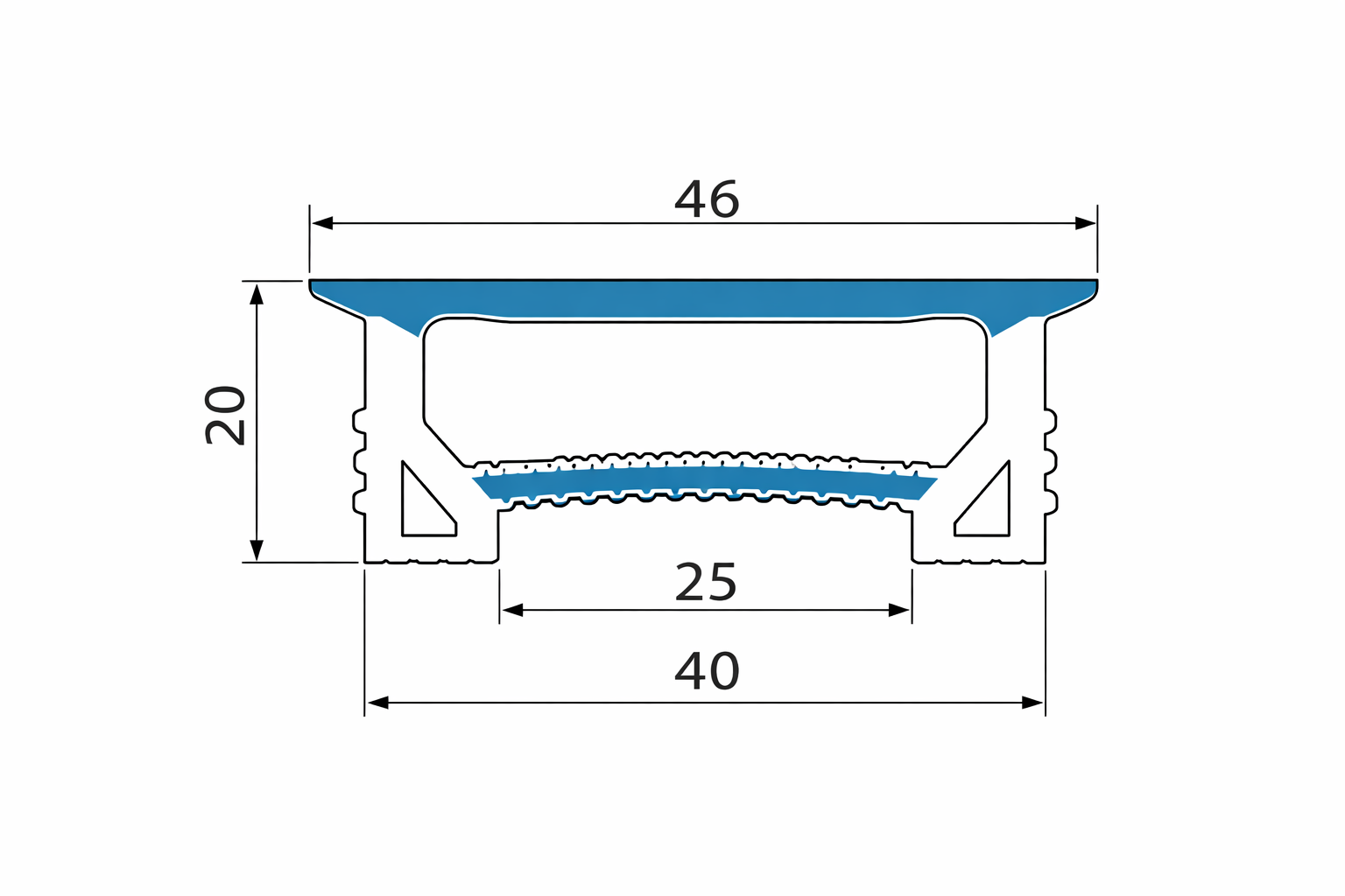 40×20mm Quick Install Neon Light Housing - S4020 Silicone LED Channel System | Max Strip Width ≤25 mm | Reinforced Side Support Structure | for LED Signage, Channel Letter Signs & Neon Sign Lighting | 164FT/50M