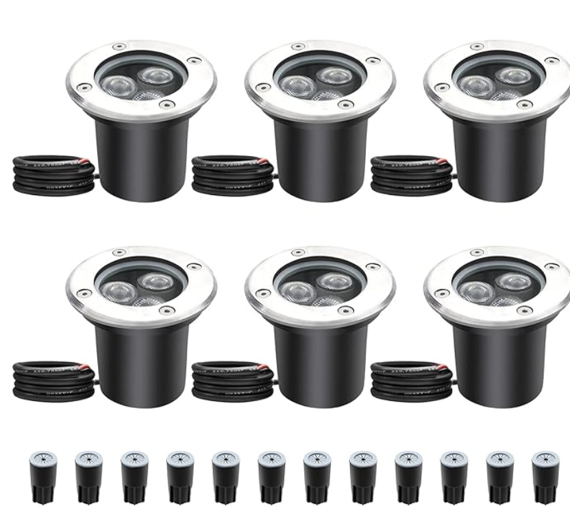 Lot de 4 lampes de jardin d'extérieur 3 W 12 V 300 lumens étanches IP67
