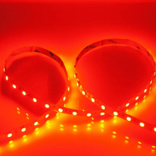 Bande lumineuse LED rouge 635 nm SMD5050 DC12 V – Rouge vif pour indicateurs et signalisation, 30/60/120 LED/m, 5 mètres, IP00/IP65