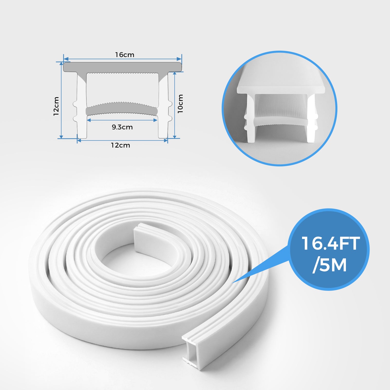 Boîtier pour néon – S2020 Noir | Système de canaux LED en silicone 20 x 20 mm | Étanchéité IP67 | Largeur du circuit imprimé 12 mm | 50 m | Stock local États-Unis/Royaume-Uni/Allemagne