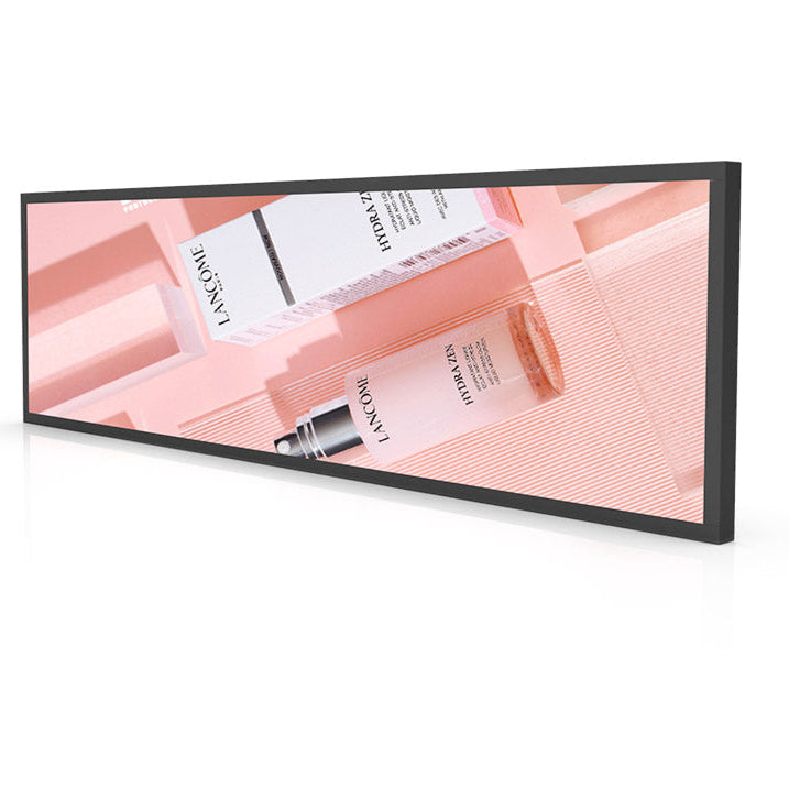 Écran LCD Android ultra-large de 37,6 pouces (920 × 258 mm) pour les rayons des magasins | Gestion de contenu cloud, applications et USB