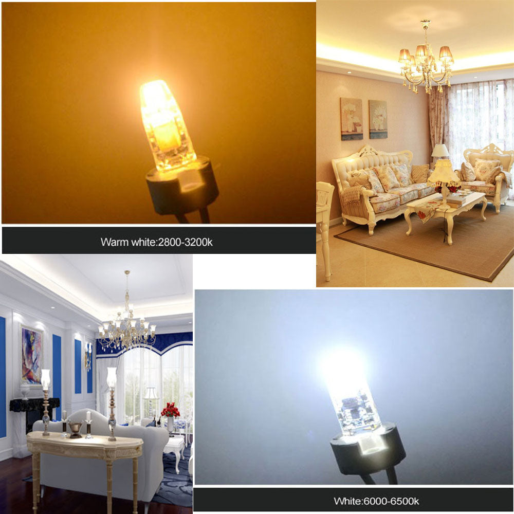 10er-Pack G4 LED-Glühbirne, Bi-Pin-Silikonkapselung, 12 V, 1 W, 0705 COB-LEDs, CRI > 80, 100–110 Lumen, 10-W-Äquivalent