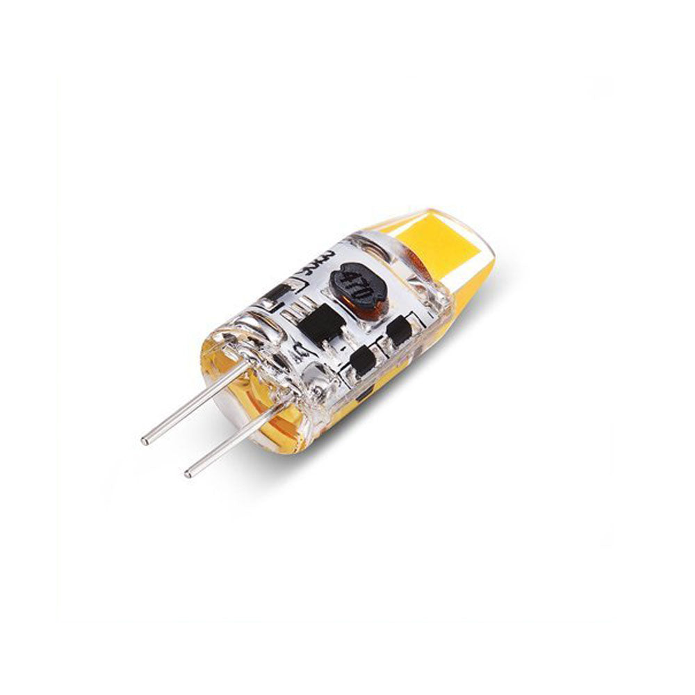 10er-Pack G4 LED-Glühbirne, Bi-Pin-Silikonkapselung, 12 V, 1 W, 0705 COB-LEDs, CRI > 80, 100–110 Lumen, 10-W-Äquivalent