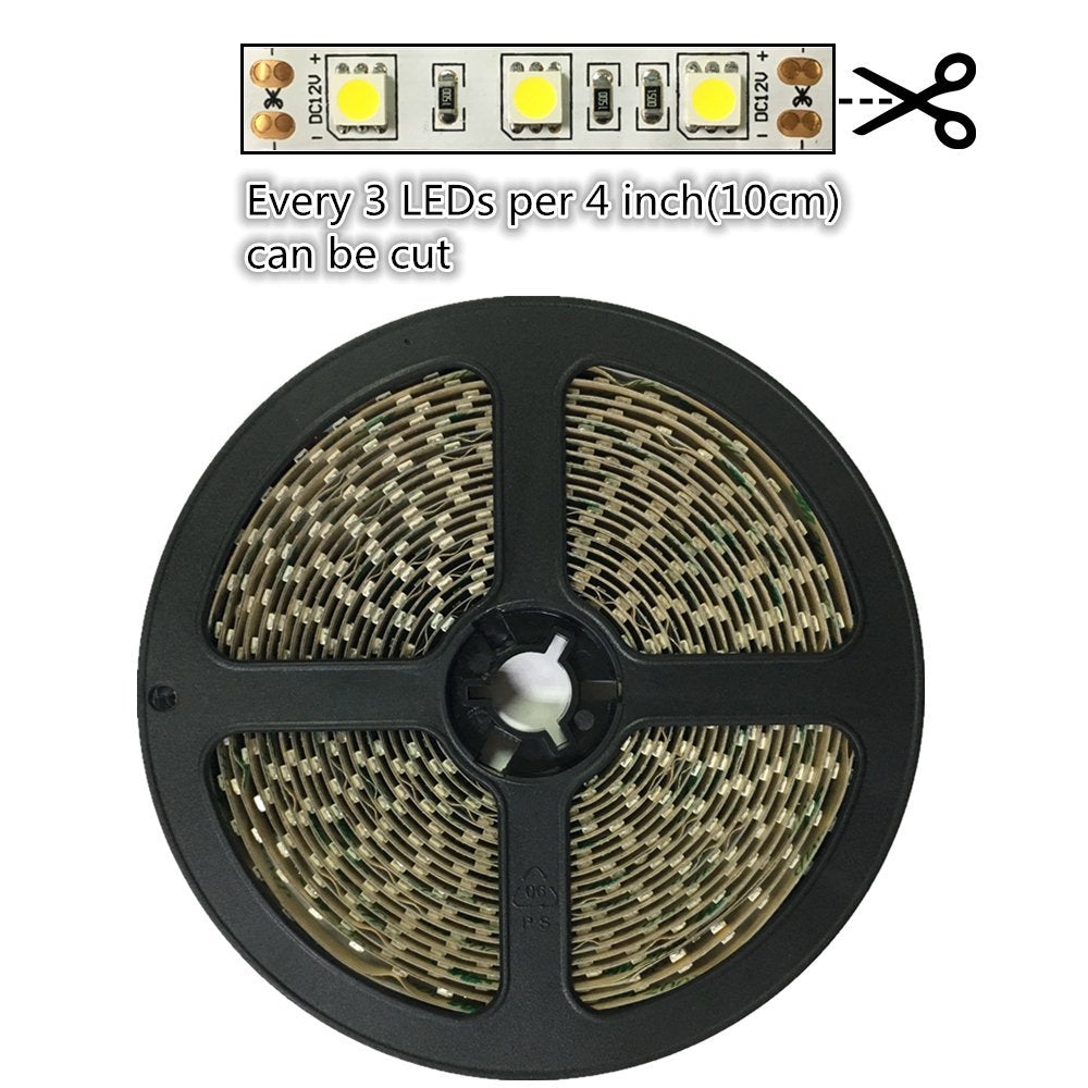 DC12V SMD2835 Full Spectrum LED Strip Light - CRI 97+ | 300 LEDs (60 LEDs/M) | 2700K / 3000K / 4000K / 5500K / 6500K | 10W/M | 8mm PCB | CRI 97+ | IP00 / IP67 | for Mirror, Kitchen Cabinet, Bedroom