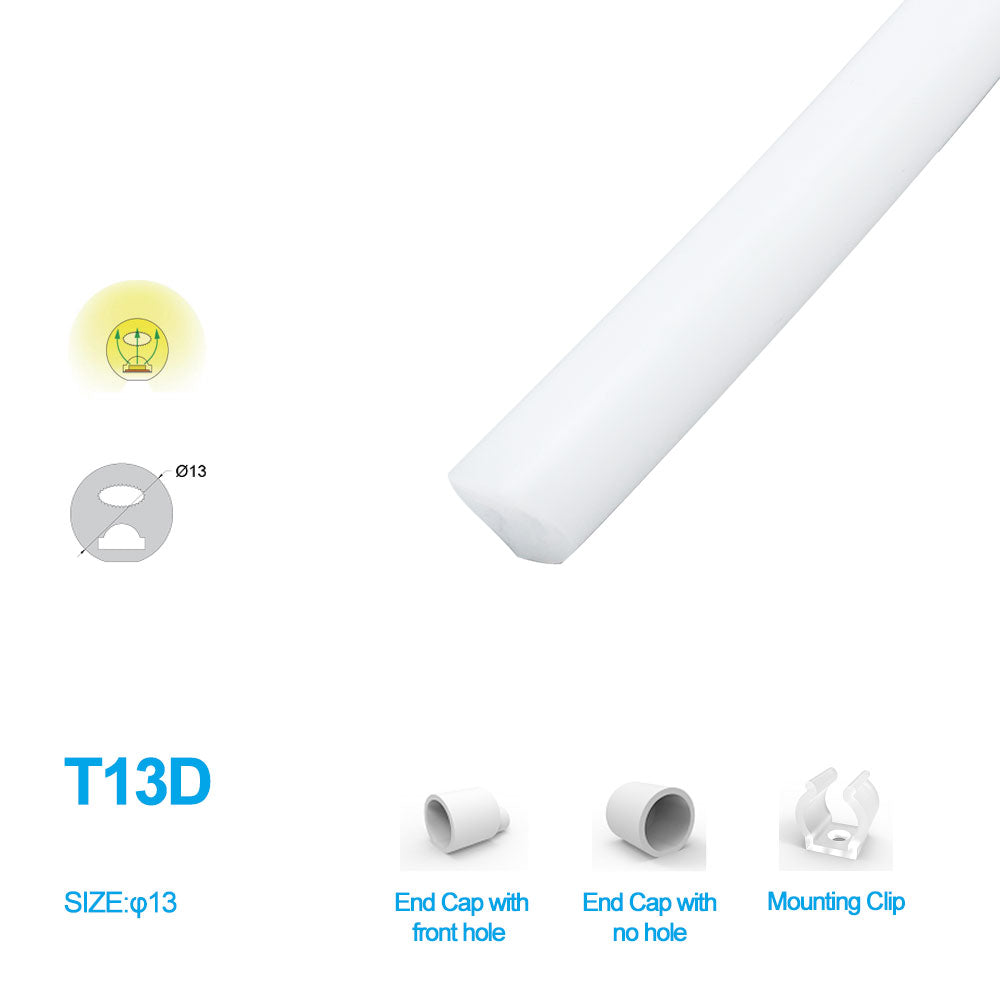 Neon Light Housing – S13D | ⏀13mm Silicone LED Channel System | IP67 Waterproof | 5mm PCB Width | 164FT/50M