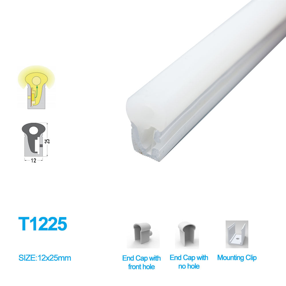Boîtier néon – Éclairage latéral S1225 | Système de canaux LED en silicone 12 x 25 mm | Étanchéité IP67 | Largeur de circuit imprimé 12 mm | 50 m | Stock local États-Unis, Royaume-Uni et Allemagne