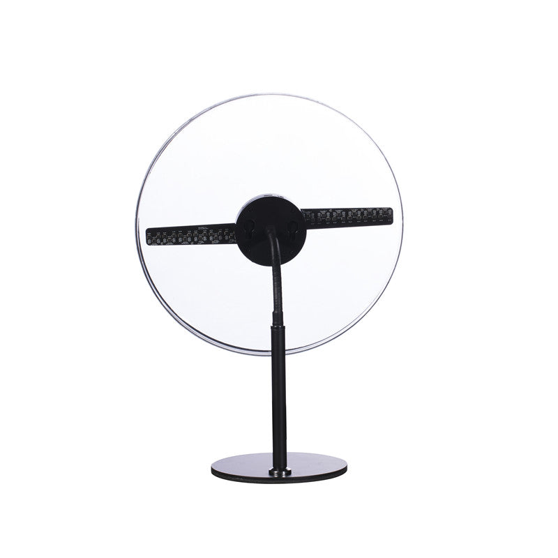 Ventilateur holographique 3D 30 cm (11,8 po) DC5 V | Lecteur visuel LED haute luminosité à 2 pales | Support de bureau/sol | Alimentation par batterie (non fournie) | Boîtier de protection transparent ou noir
