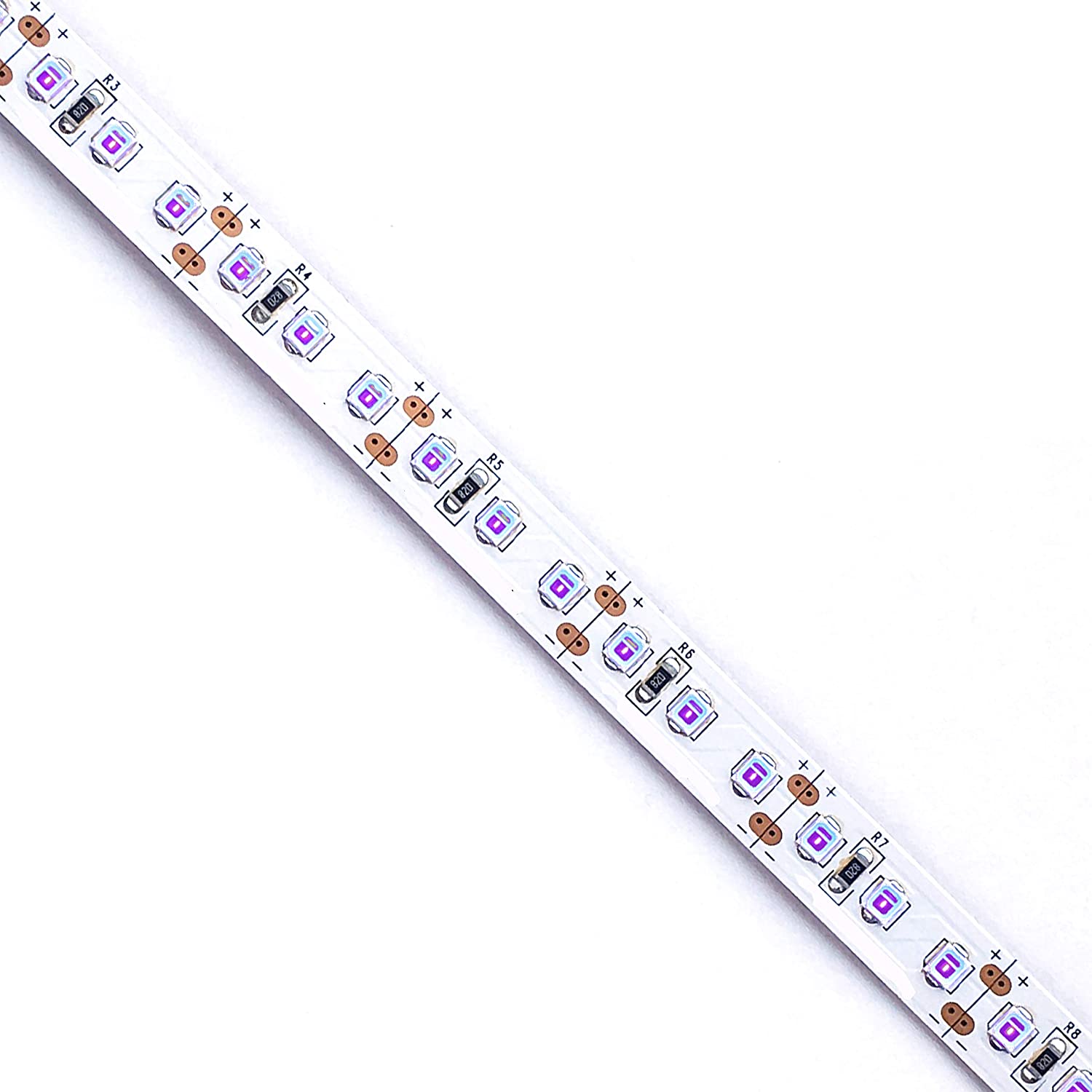 Bande lumineuse LED UV 380 nm 385 nm SMD2835-300 12 V 5 A 60 W pour séchage UV et validation des devises