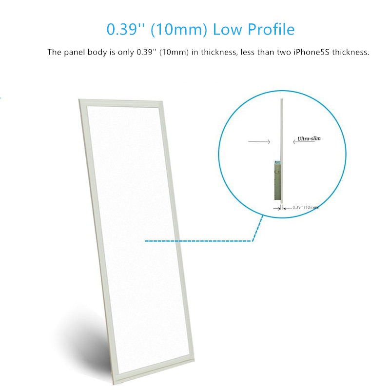2'x4' (595x1195mm) 60W LED Panel Light in 0.39'' (10mm) Thick White Trim Flat Sheet Panel Lighting Board Super Bright Ultra Thin Glare-Free