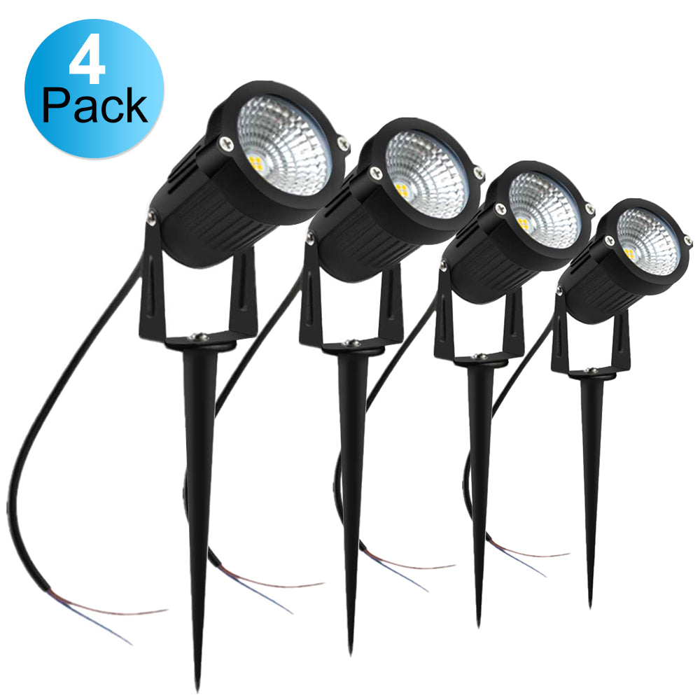 Lot de 4 lampes LED de paysage 3 W, blanc chaud, 12 V, étanches, pour allée de jardin et extérieur