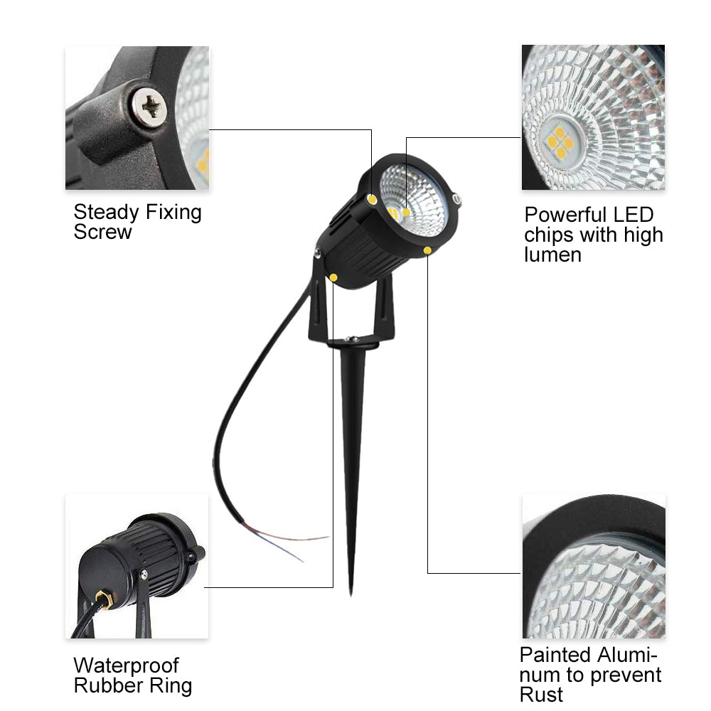 Lot de 4 lampes LED de paysage 3 W, blanc chaud, 12 V, étanches, pour allée de jardin et extérieur