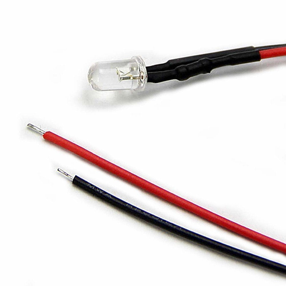 50pcs Pack 10mm LED Pre Wired light 3V/6V/12V 20cm F10 Straw Hat Round Top Bulbs Light Lamp for DIY Car Boat Toys Party lighting Project