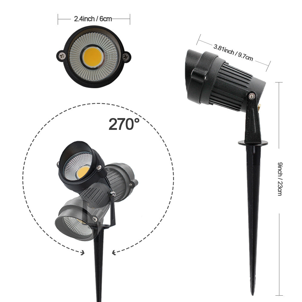 Lot de 4 ampoules LED de jardin encastrées au sol, 5 W, blanc chaud, IP65, finition noire