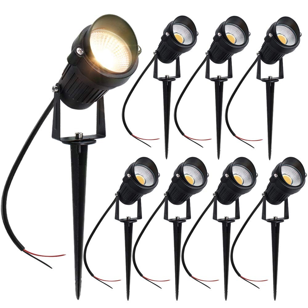 Lot de 8 ampoules LED de jardin encastrées au sol, blanc chaud, IP65, 5 W, finition noire